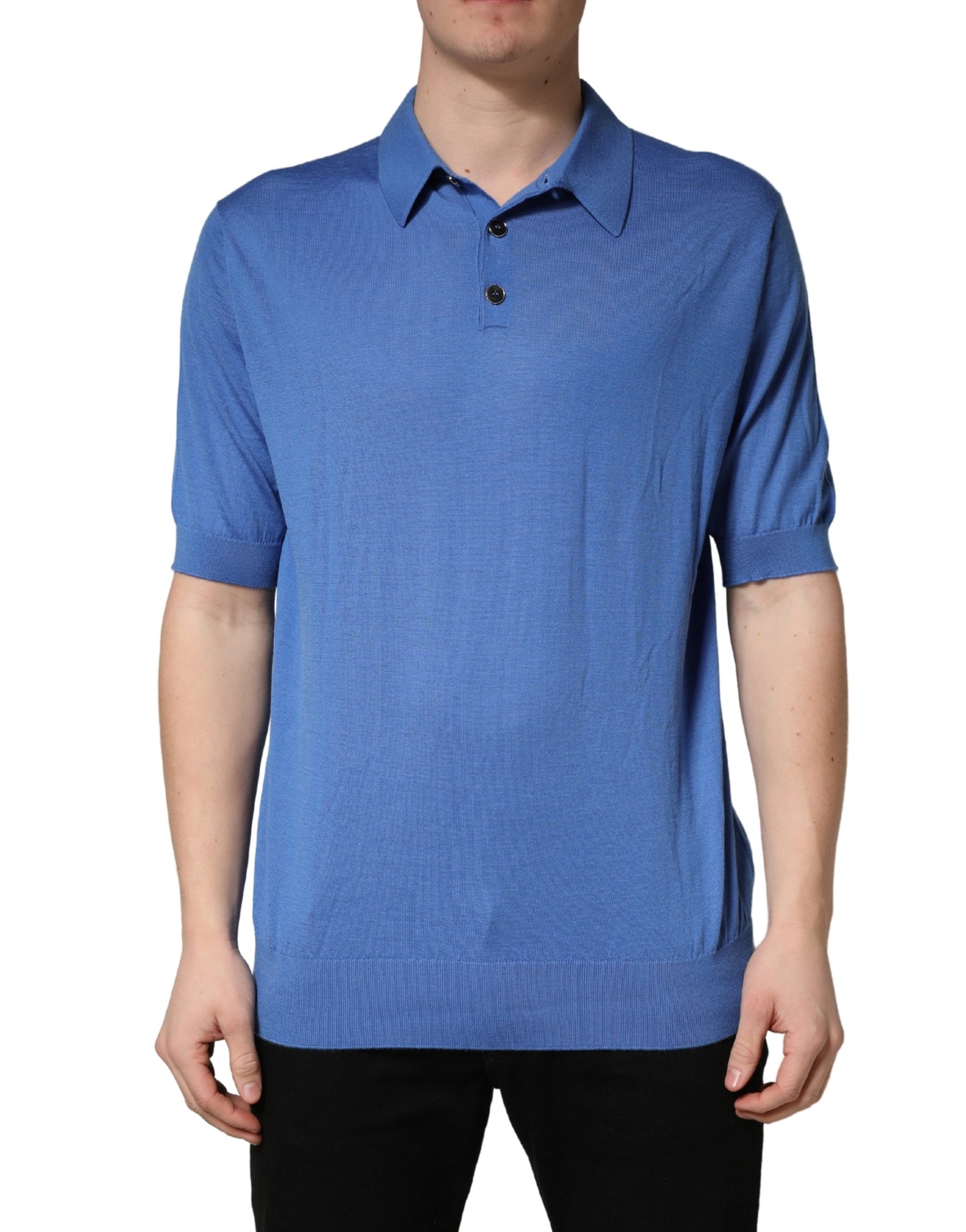 Dolce & Gabbana Blue Cashmere Short Sleeves Polo  T-shirt | Regal Royce