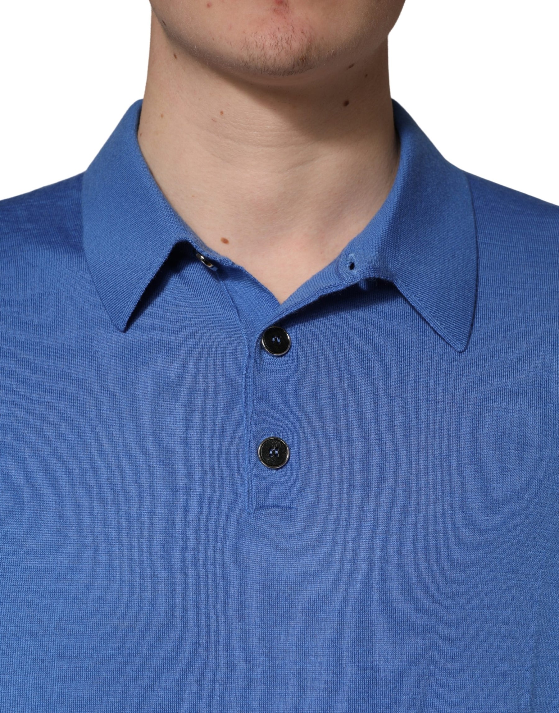 Dolce & Gabbana Blue Cashmere Short Sleeves Polo  T-shirt | Regal Royce