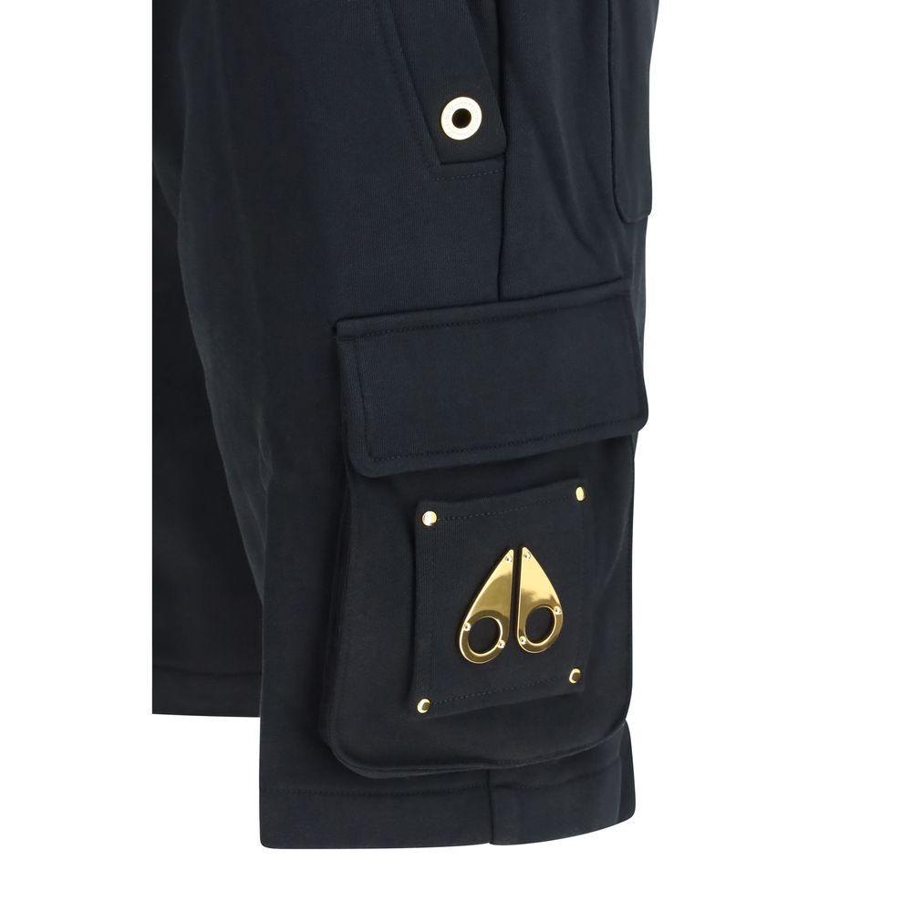 Moose Knuckles Black Cotton Bermuda Shorts | Regal Royce