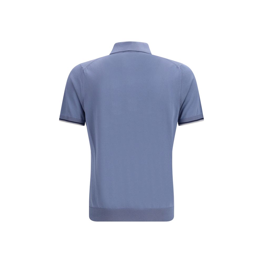 MooRER Blue Cotton Polo Shirt | Regal Royce