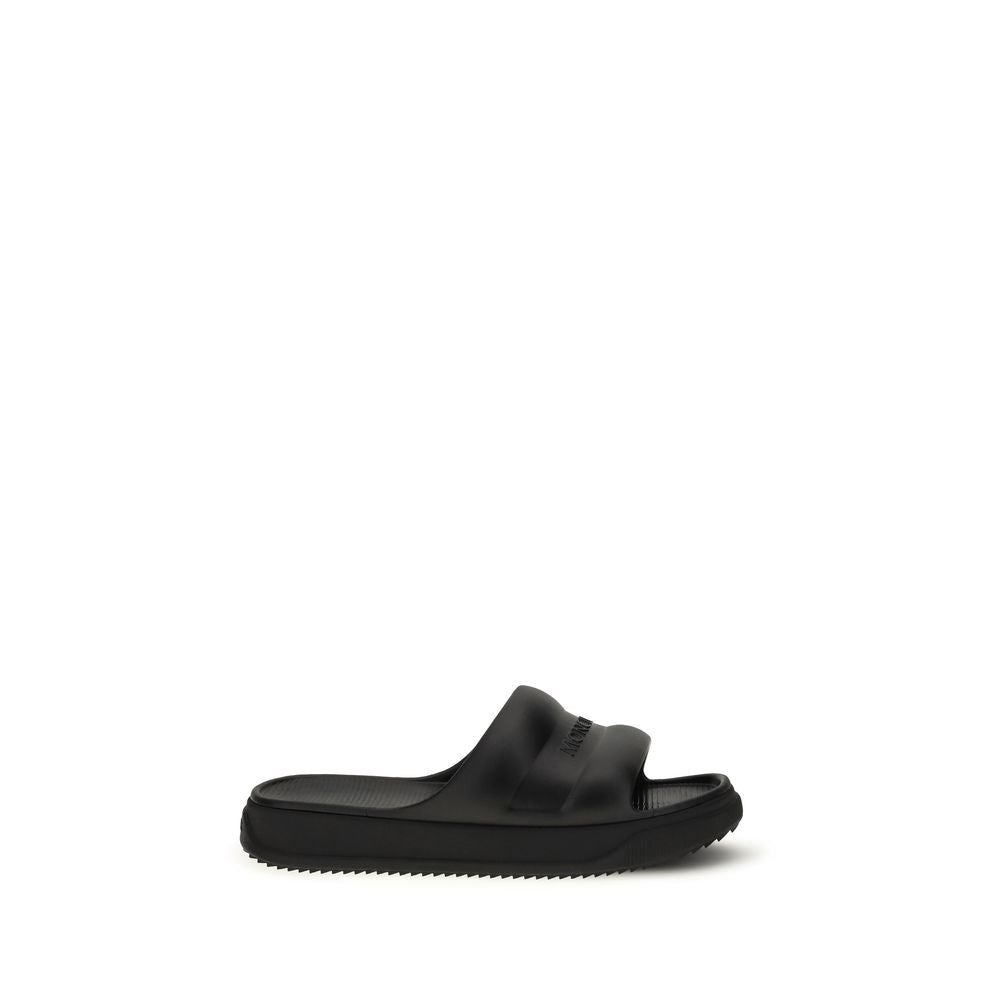 Moncler Black Rubber Flat Sandals | Regal Royce