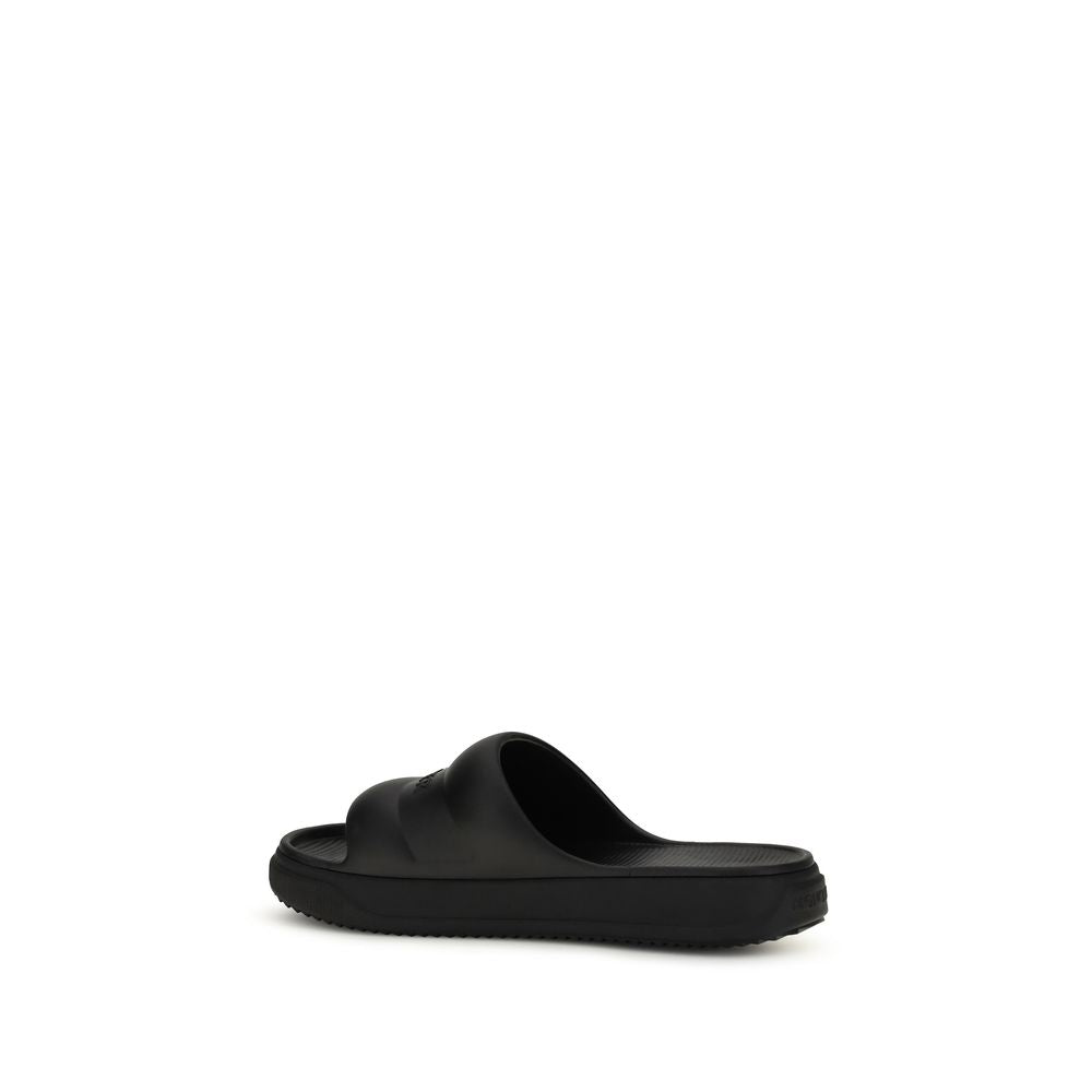 Moncler Black Rubber Flat Sandals | Regal Royce