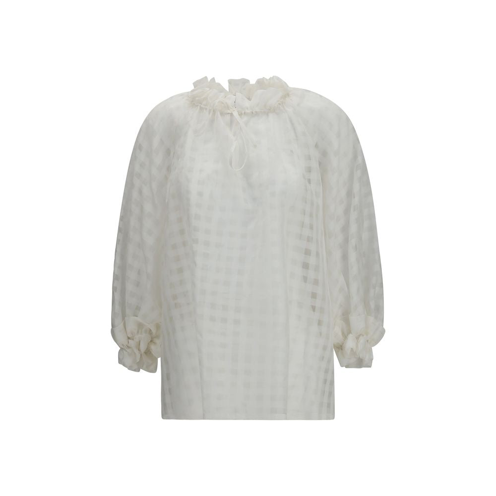 Sara Roka White Cotton Pattern Shirt | Regal Royce