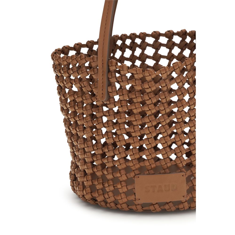 Staud Brown Calf Leather Bos Taurus Backet Bag | Regal Royce