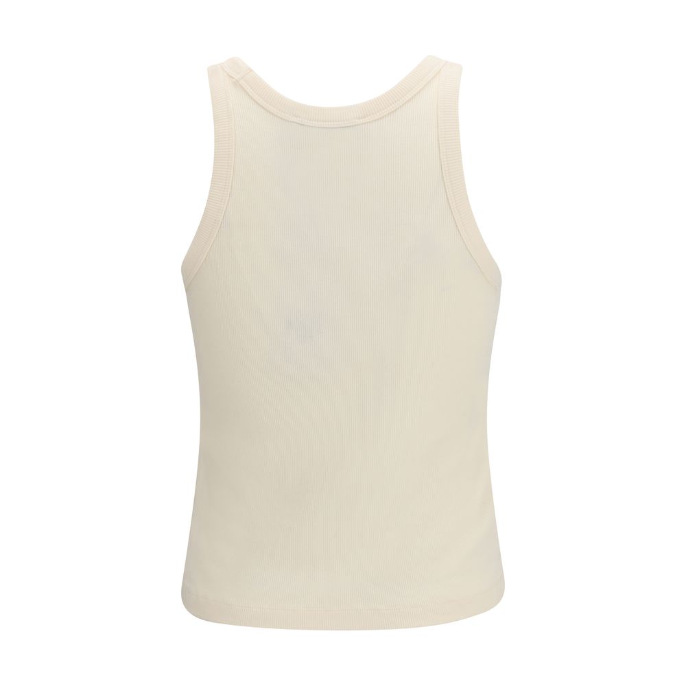 Maison Kitsuné Beige Cotton Sleeveles T-Shirt | Regal Royce