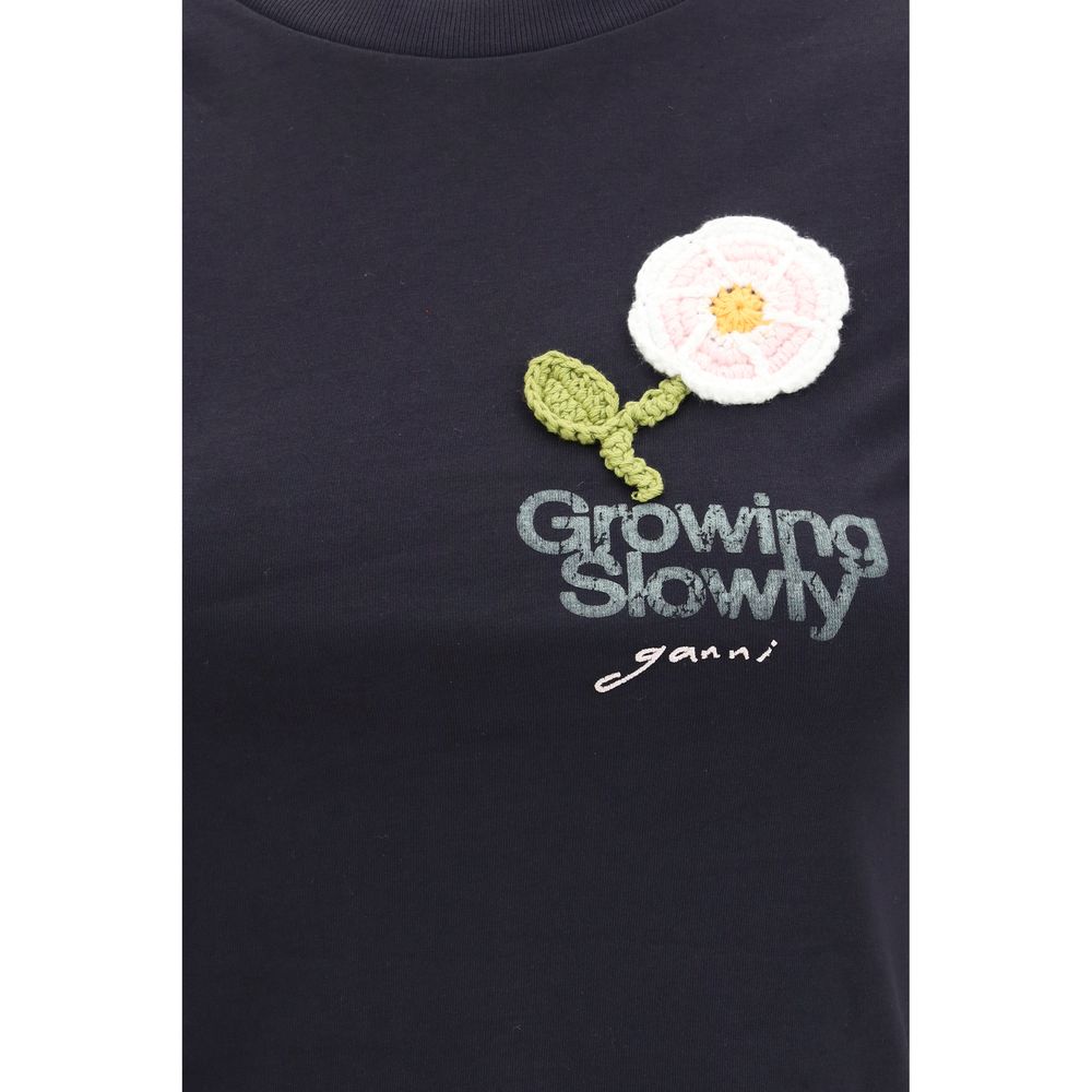 Ganni Black Cotton T-Shirt | Regal Royce