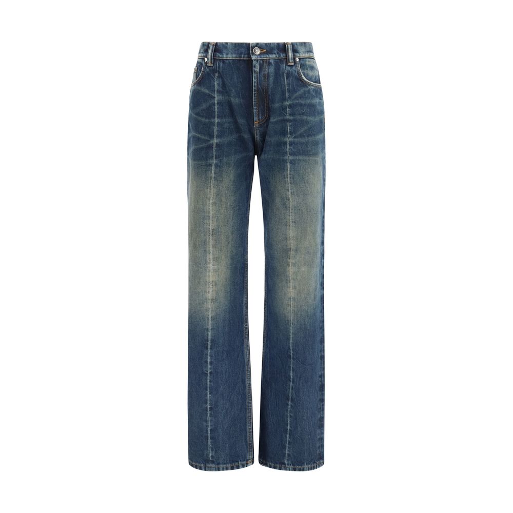 Versace Blue Cotton Straight-Leg Jeans | Regal Royce