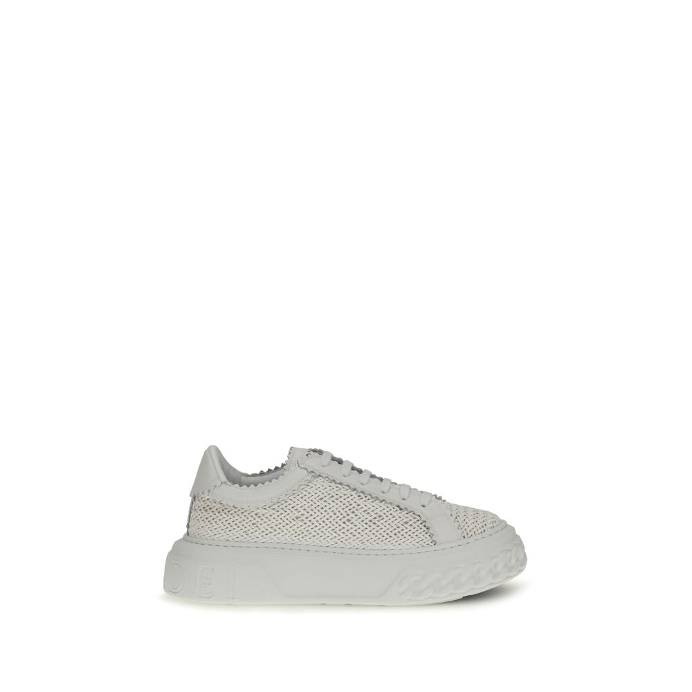 Casadei White Calf Leather Bos Taurus Chunky Sneakers | Regal Royce