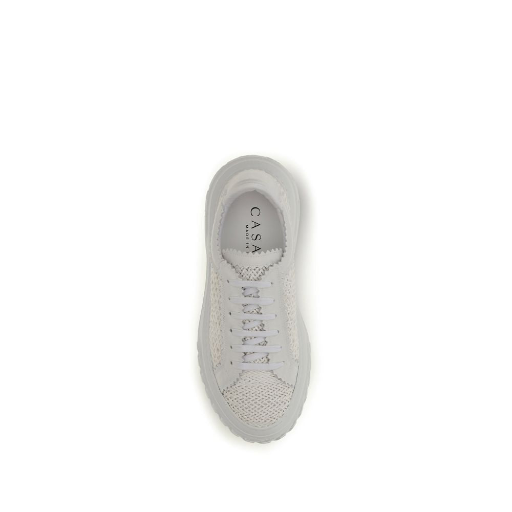 Casadei White Calf Leather Bos Taurus Chunky Sneakers | Regal Royce