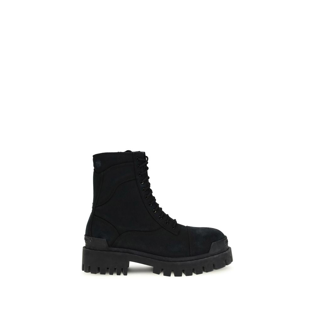 Balenciaga Black Calf Leather Bos Taurus Lace-Up Boots | Regal Royce