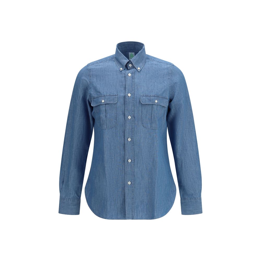 Finamore Blue Cotton Dress Shirt | Regal Royce