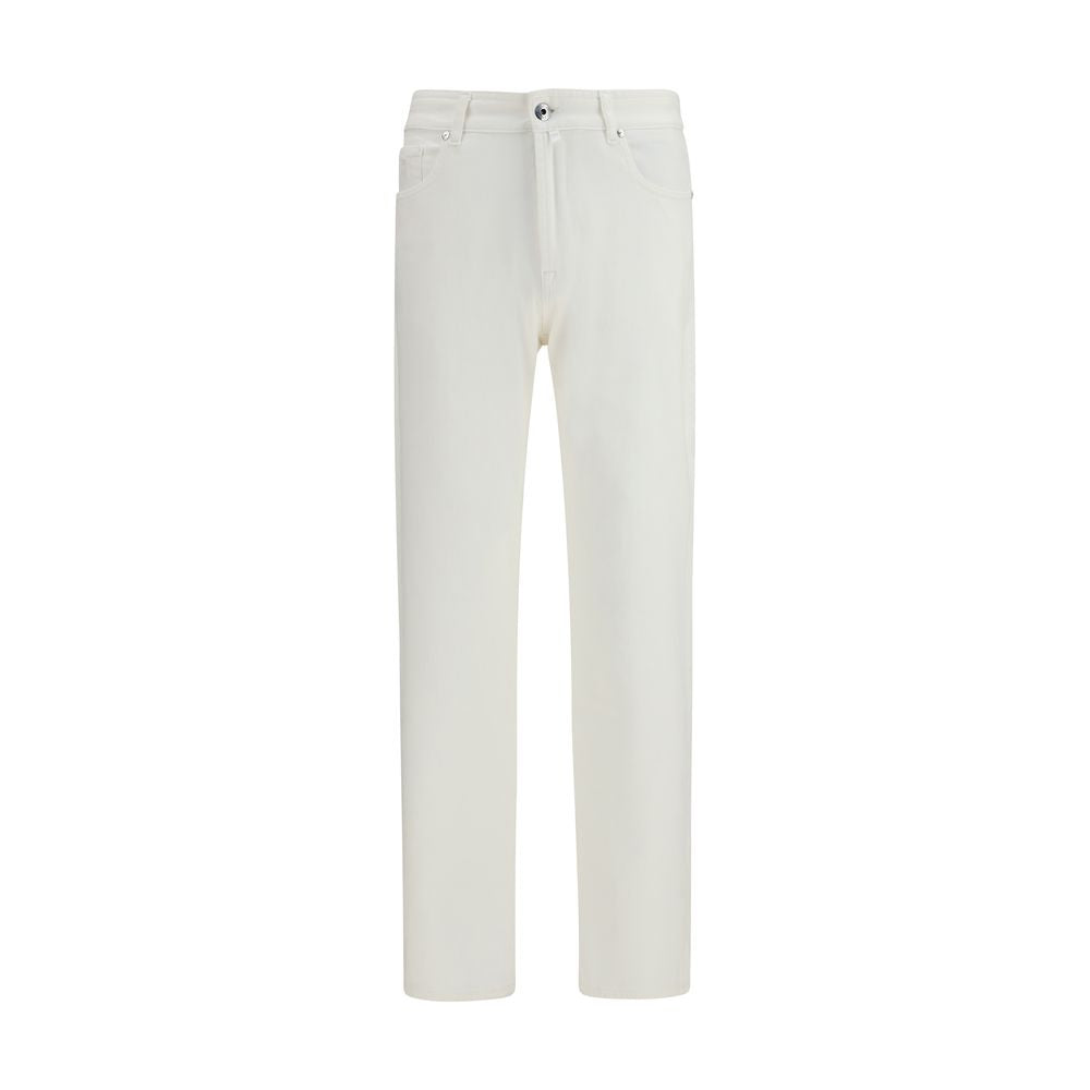 MooRER White Cotton Straight-Leg Jeans | Regal Royce