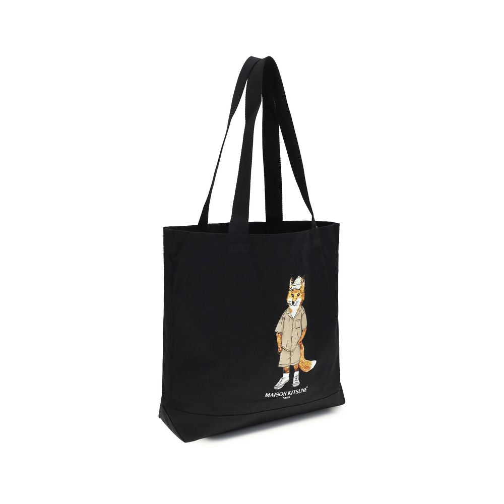 Maison Kitsuné Black Cotton Shoulder Bag | Regal Royce