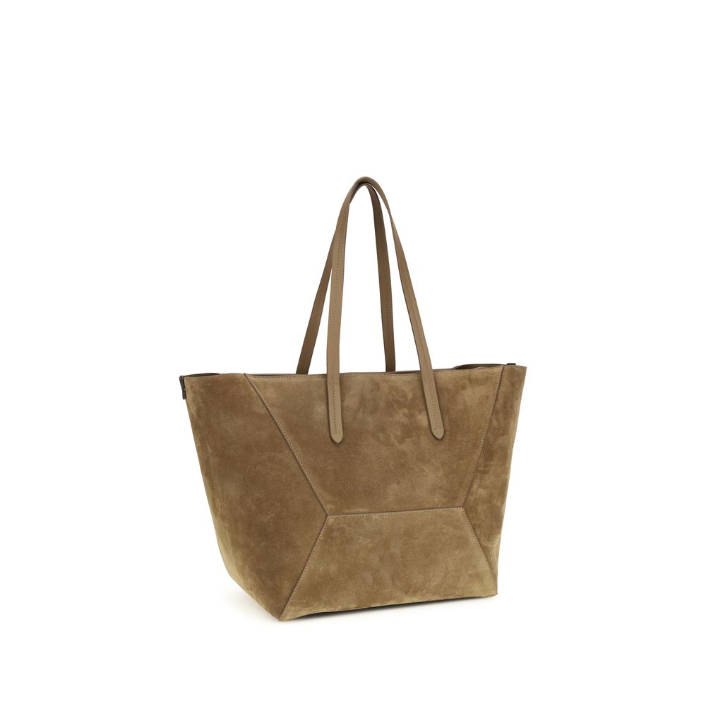 Brunello Cucinelli Beige Calf Leather Bos Taurus Shoulder Bag | Regal Royce