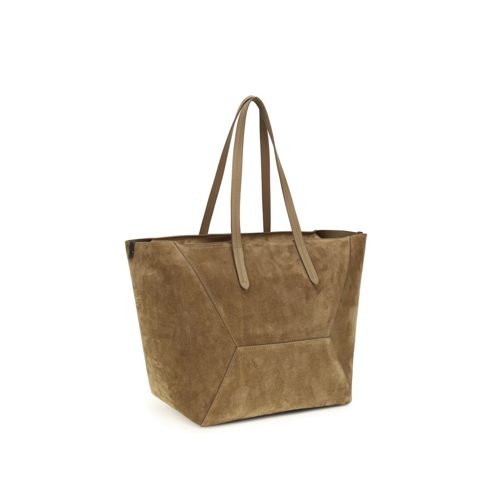 Brunello Cucinelli Beige Calf Leather Bos Taurus Shoulder Bag | Regal Royce