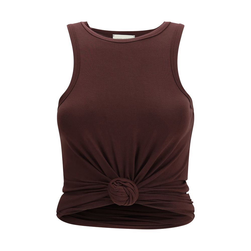 Magda Butrym Brown Cotton Sleeveles T-Shirt | Regal Royce