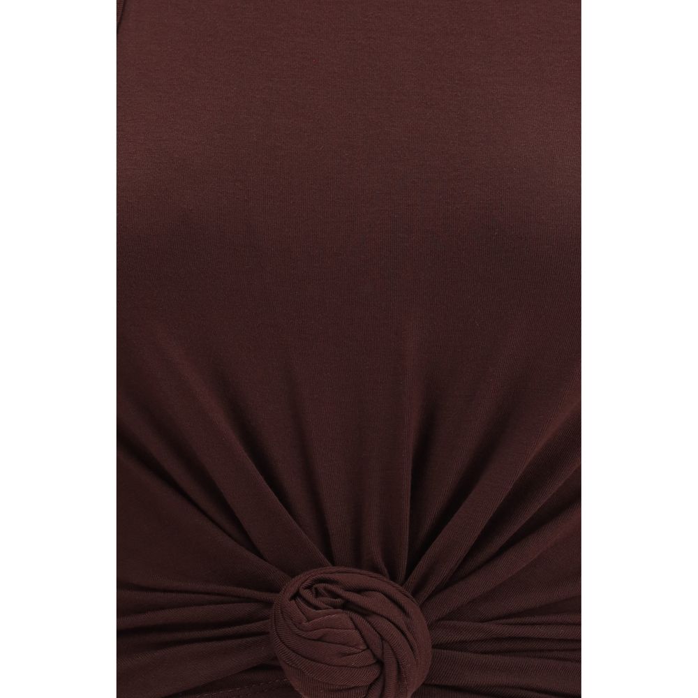 Magda Butrym Brown Cotton Sleeveles T-Shirt | Regal Royce