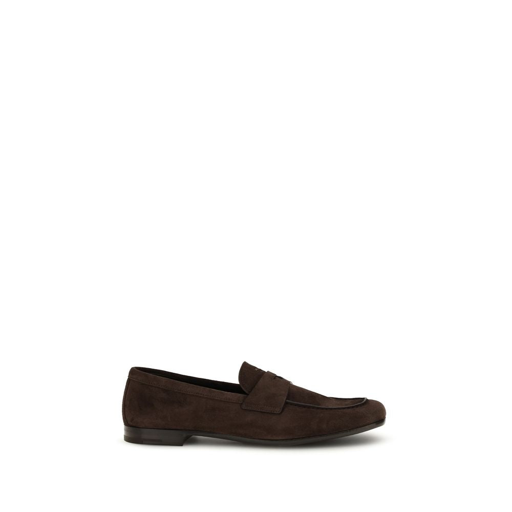 Prada Brown Calf Leather Bos Taurus Slip-On Loafers | Regal Royce