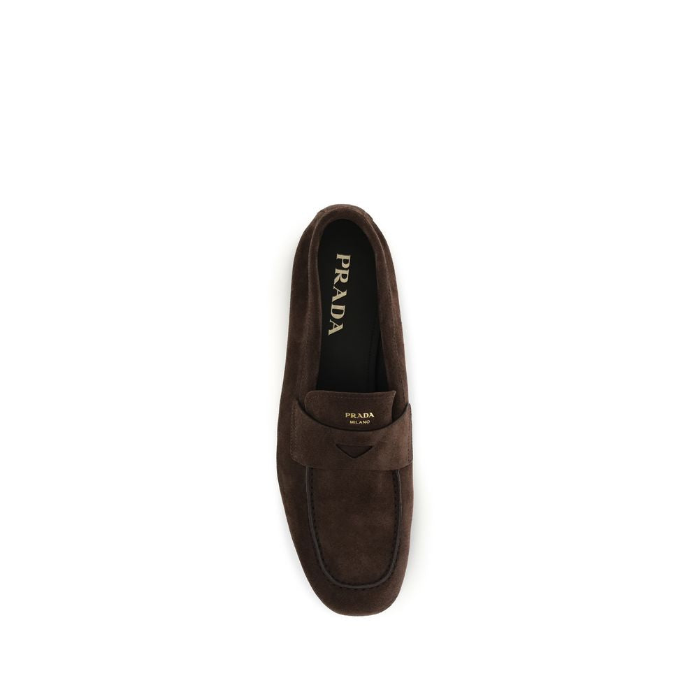 Prada Brown Calf Leather Bos Taurus Slip-On Loafers | Regal Royce
