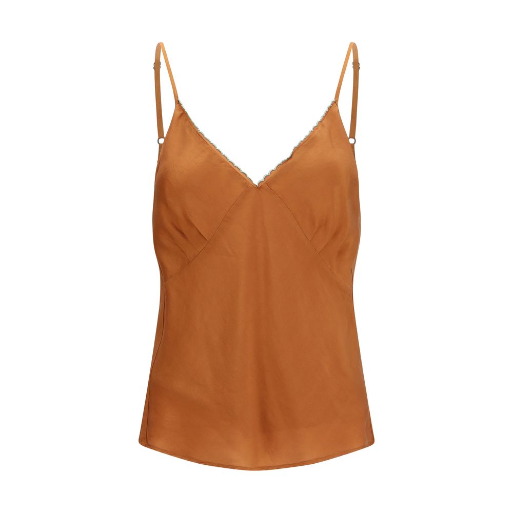 Forte_Forte Orange Silk Sleeveles T-Shirt | Regal Royce