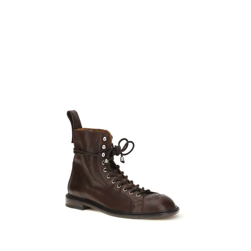 Versace Brown Calf Leather Bos Taurus Lace-Up Boots | Regal Royce