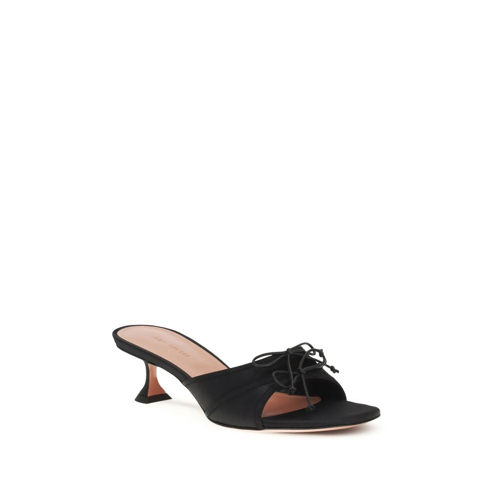Amina Muaddi Black Silk Sandals | Regal Royce