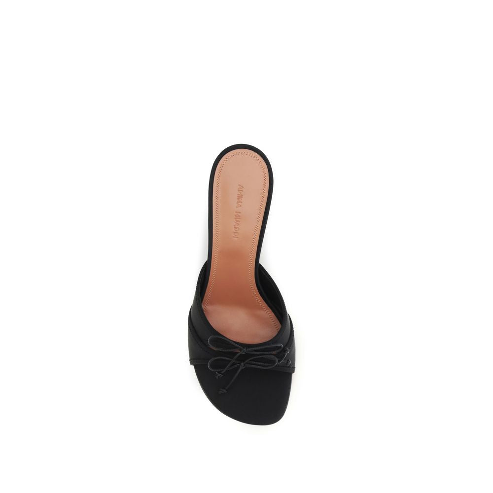 Amina Muaddi Black Silk Sandals | Regal Royce