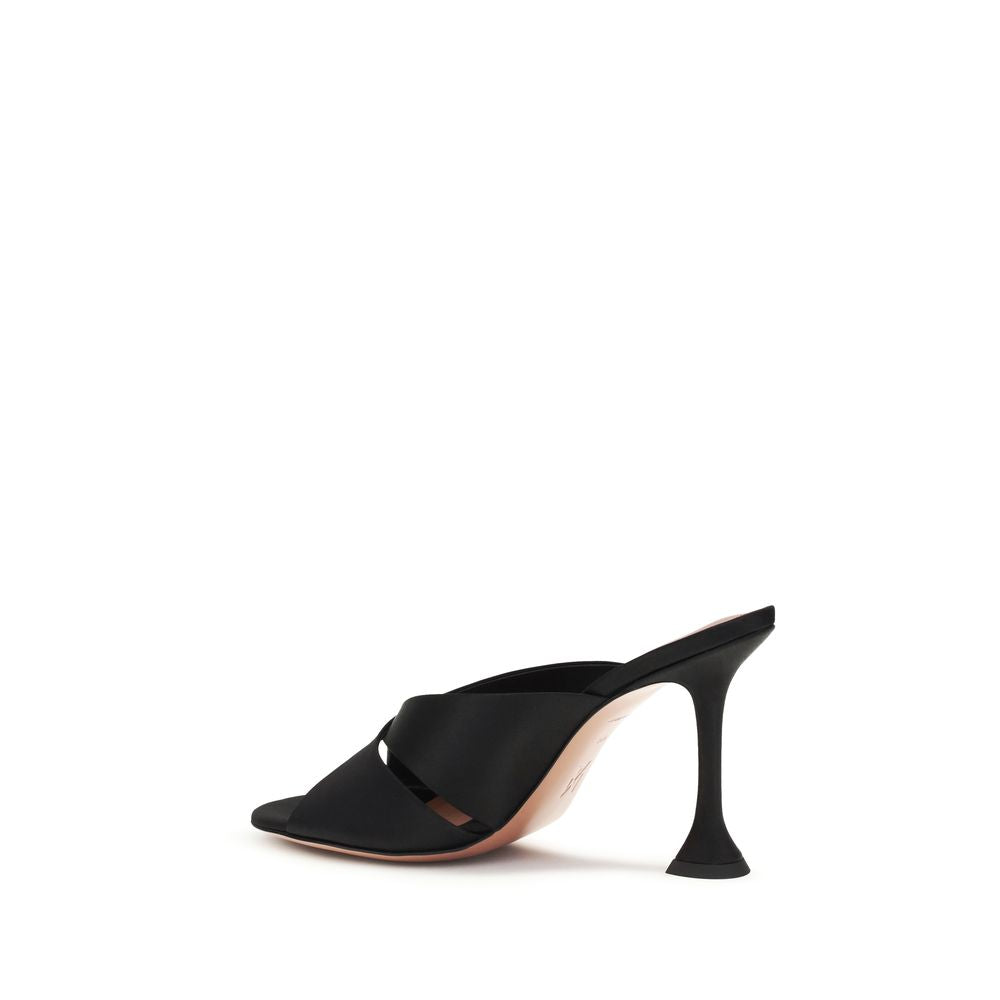 Amina Muaddi Black Silk Sandals | Regal Royce