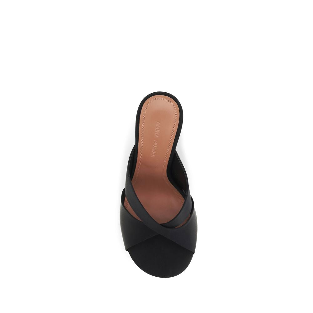 Amina Muaddi Black Silk Sandals | Regal Royce