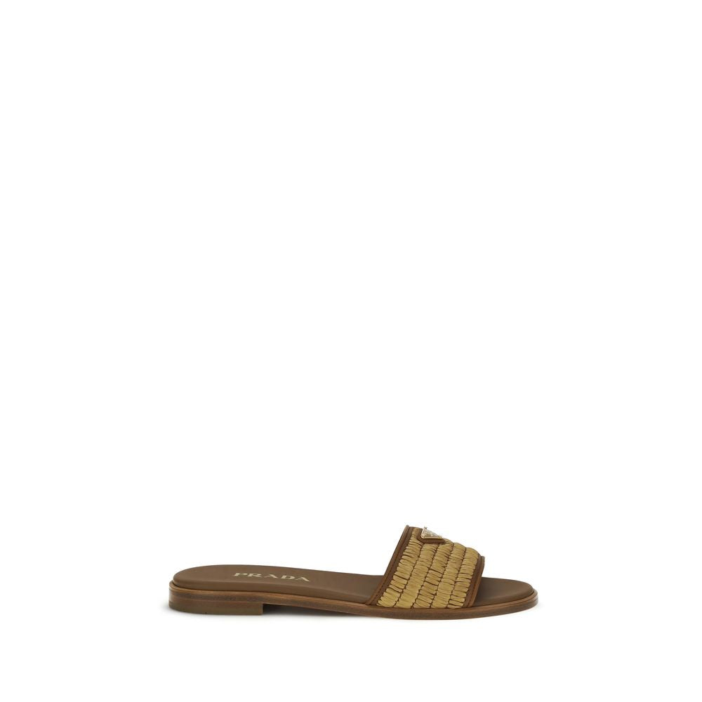 Prada Brown Raffia Slippers | Regal Royce