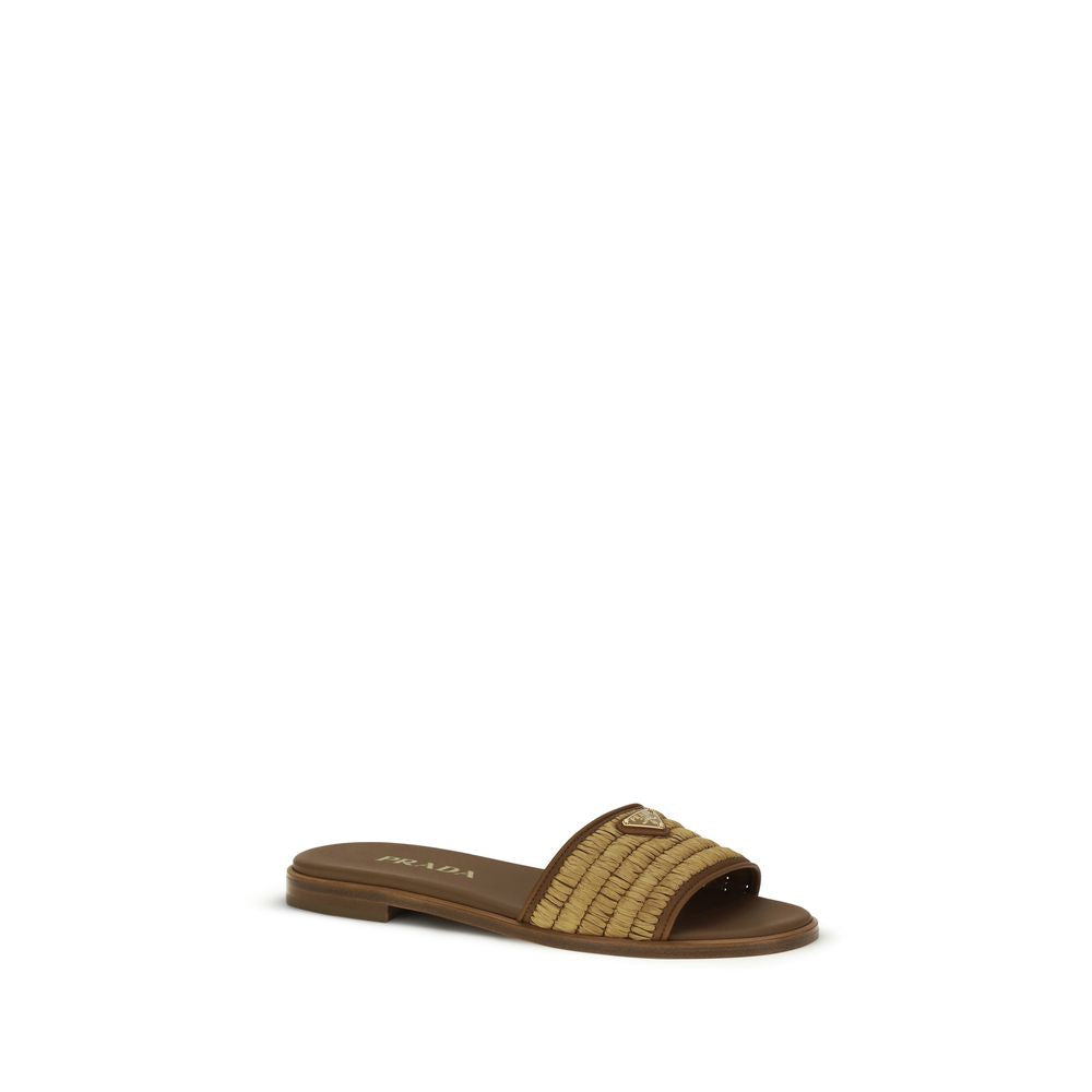 Prada Brown Raffia Slippers | Regal Royce