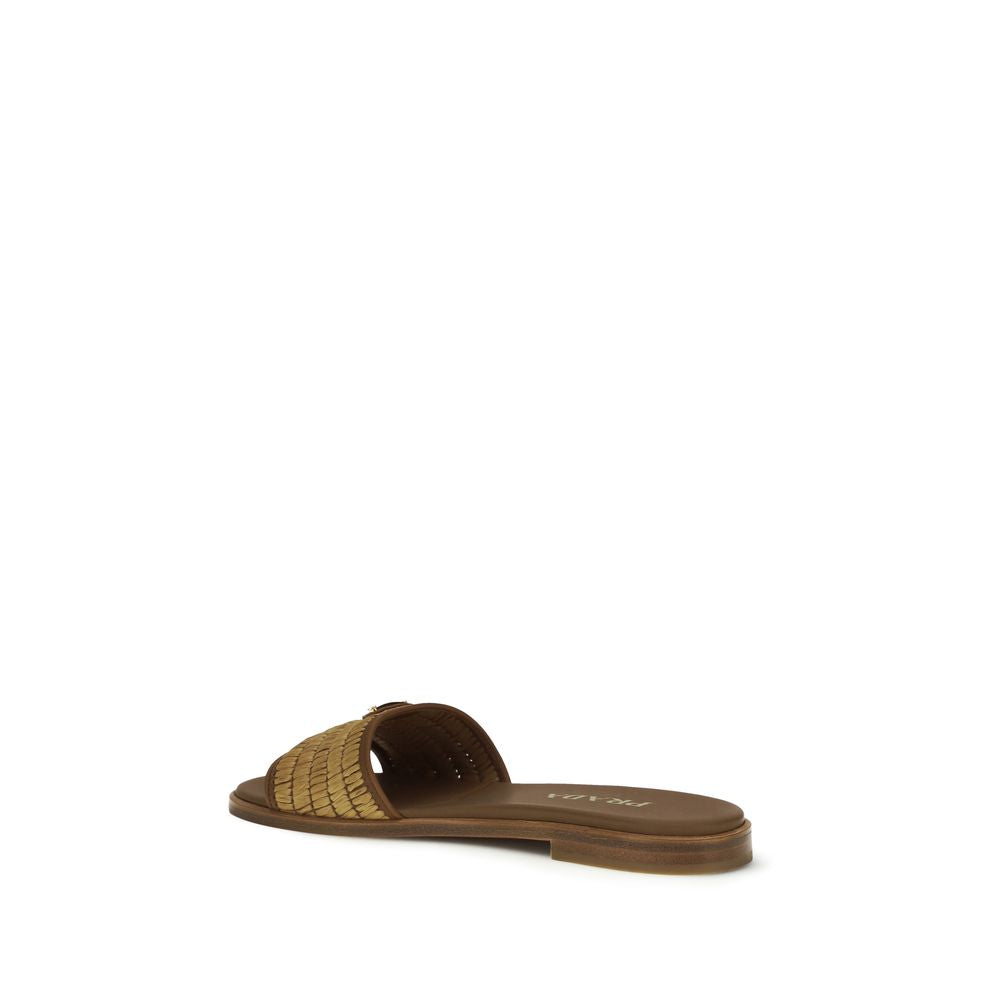 Prada Brown Raffia Slippers | Regal Royce
