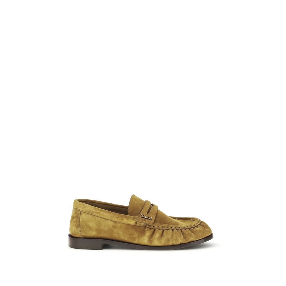 Saint Laurent Beige Calf Leather Bos Taurus Slip-On Loafers | Regal Royce