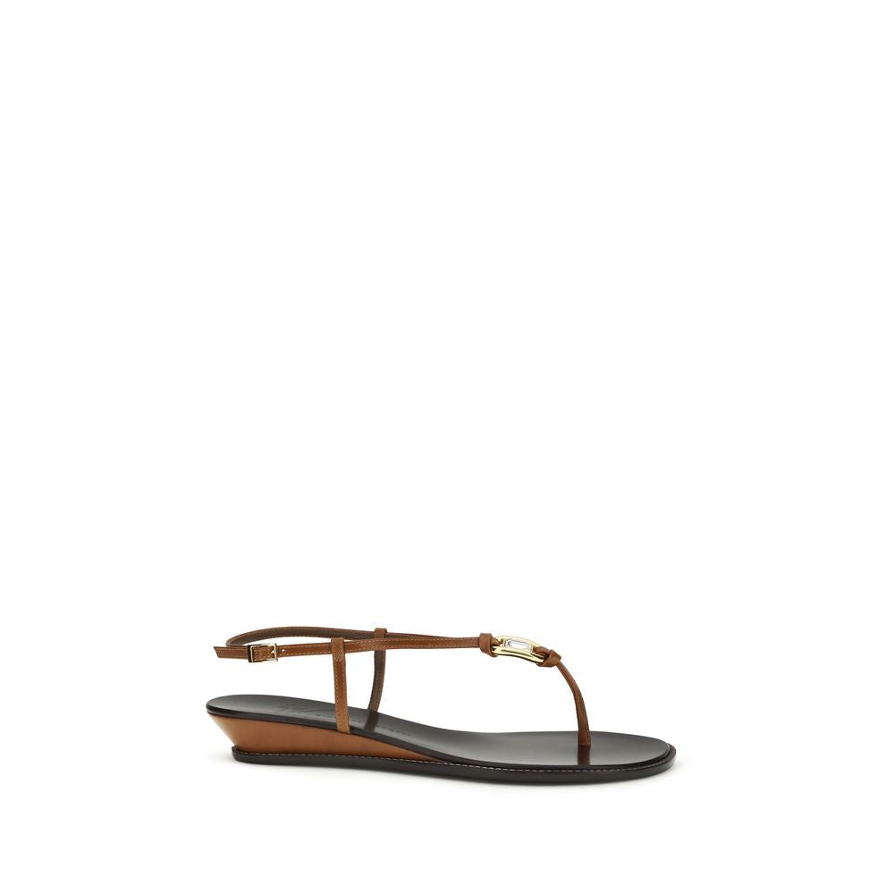 Giuseppe Zanotti Brown Calf Leather Bos Taurus Wedge Sandals | Regal Royce