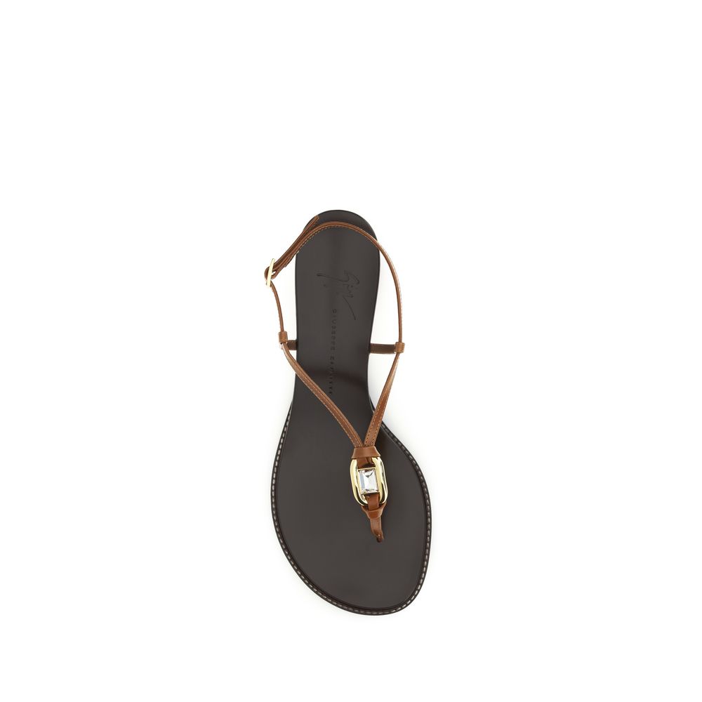 Giuseppe Zanotti Brown Calf Leather Bos Taurus Wedge Sandals | Regal Royce