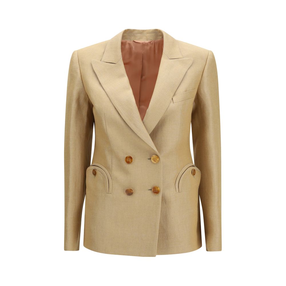 Blazé Milano Beige Linen Blazer | Regal Royce
