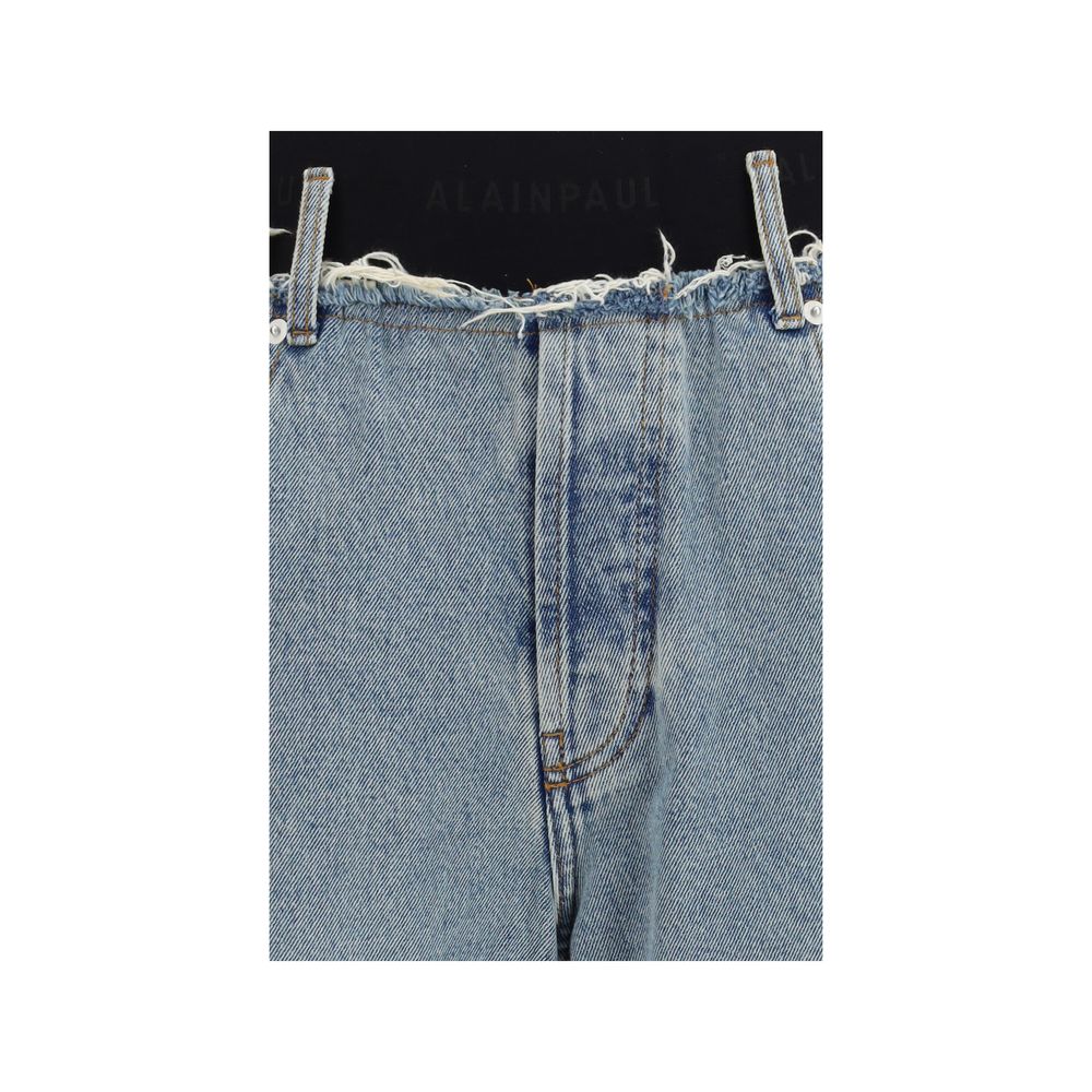 ALAINPAUL Blue Cotton High-Waisted Jean | Regal Royce