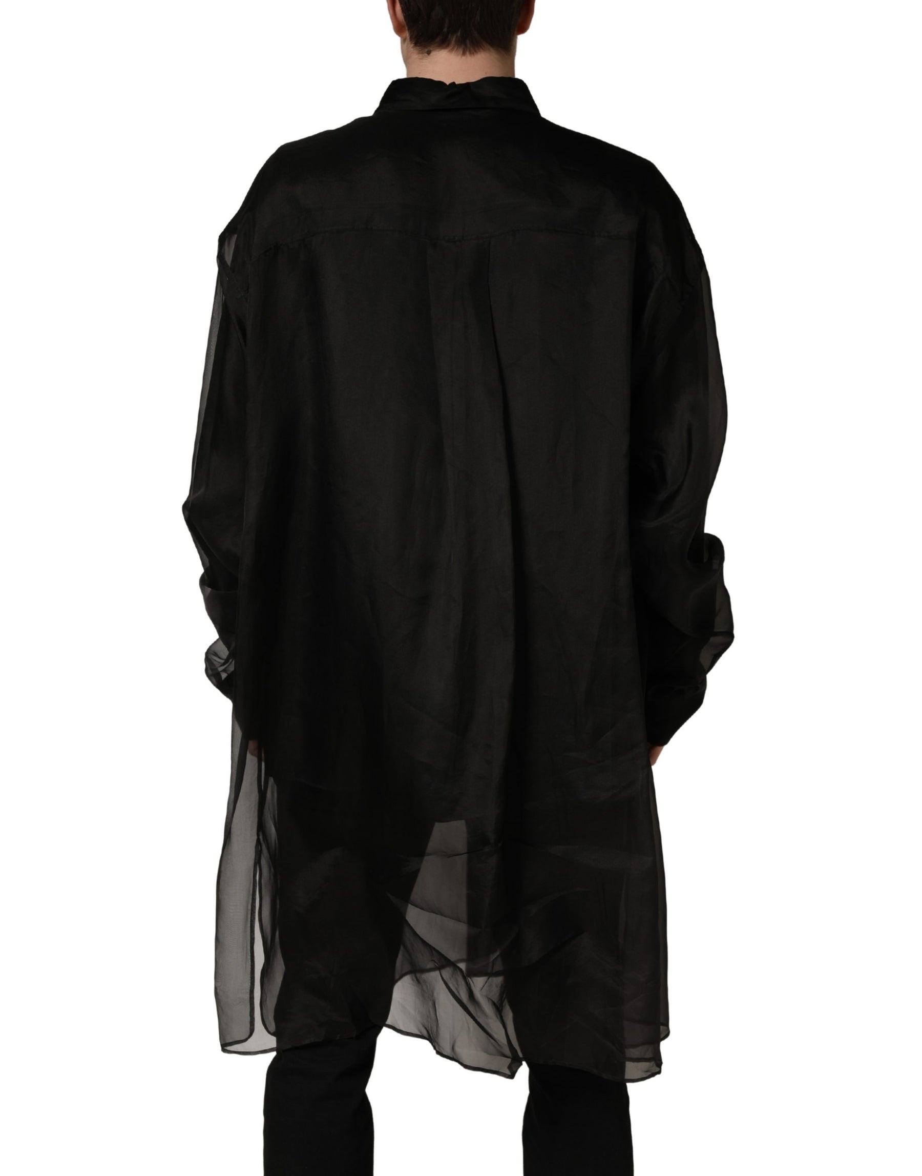 Dolce & Gabbana Black Ruffle Detail Semi Sheer Shirt Jacket | Regal Royce