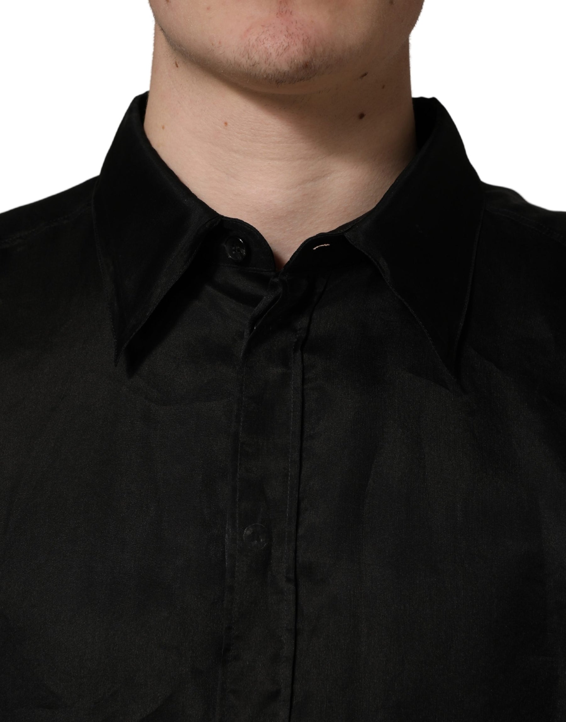 Dolce & Gabbana Black Ruffle Detail Semi Sheer Shirt Jacket | Regal Royce