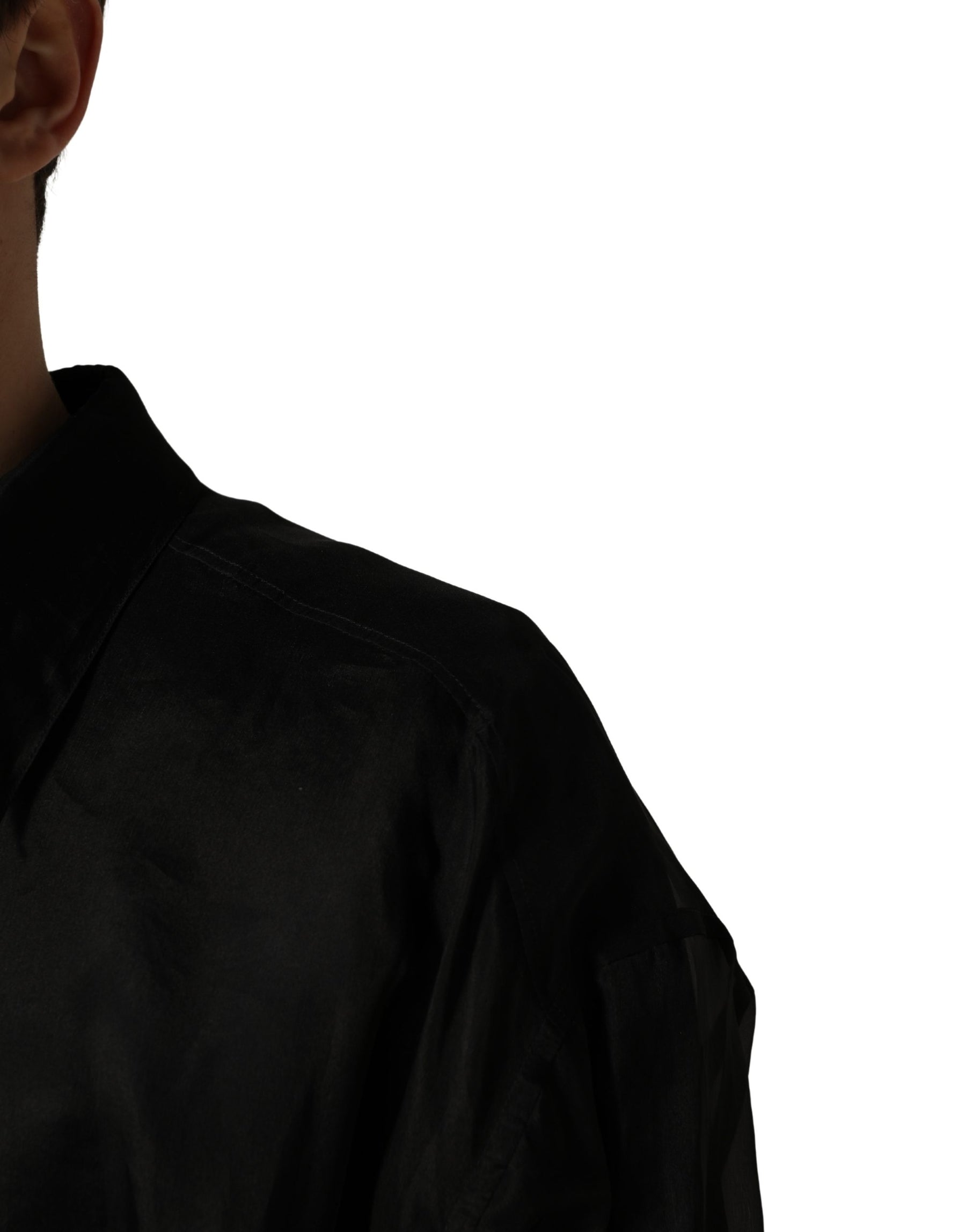 Dolce & Gabbana Black Ruffle Detail Semi Sheer Shirt Jacket | Regal Royce