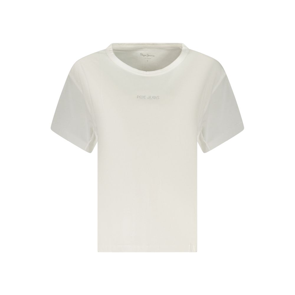 Pepe Jeans White Cotton Women T-Shirt | Regal Royce