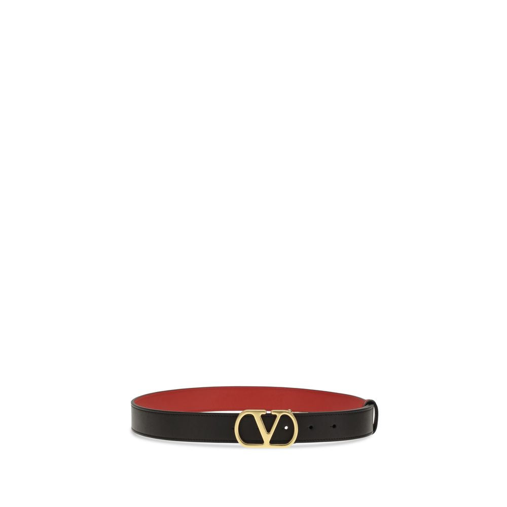 Valentino Garavani Black Calf Leather Bos Taurus Regular Belt | Regal Royce