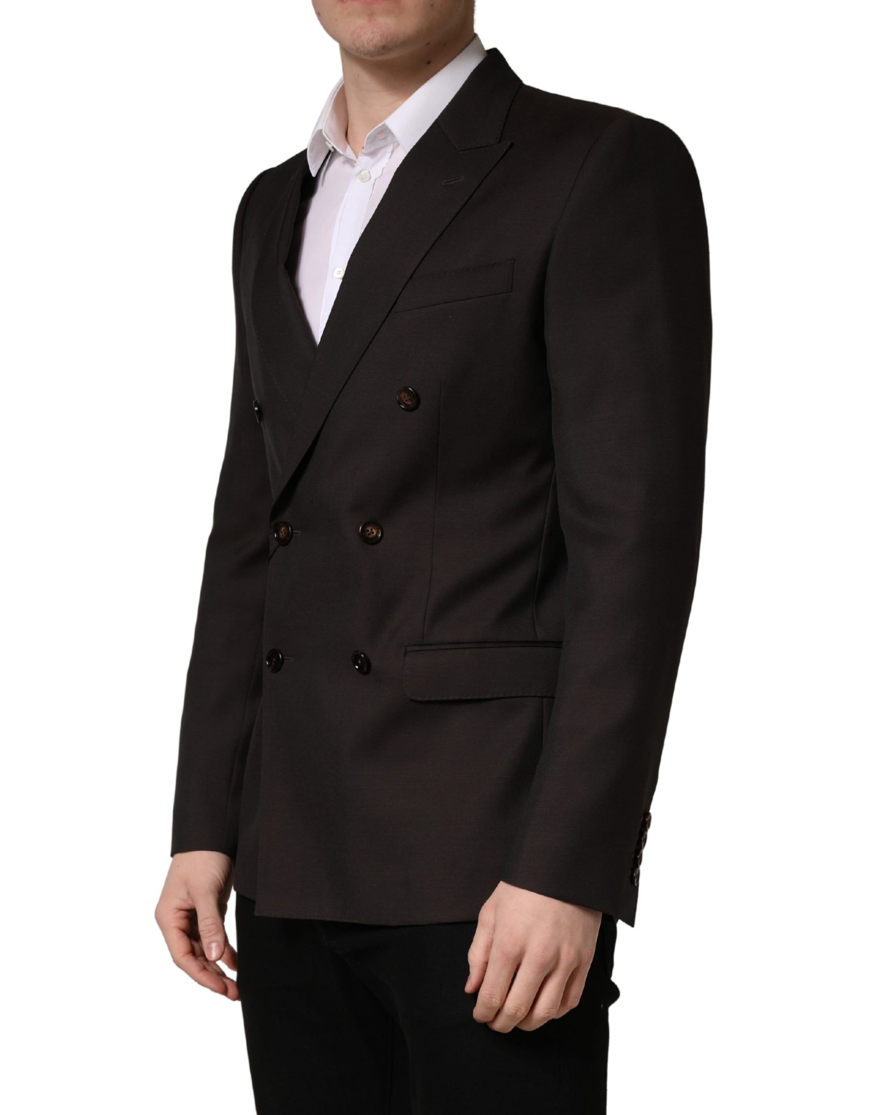 Dolce & Gabbana Dark Violet Wool Double Breasted Suit Jacket | Regal Royce