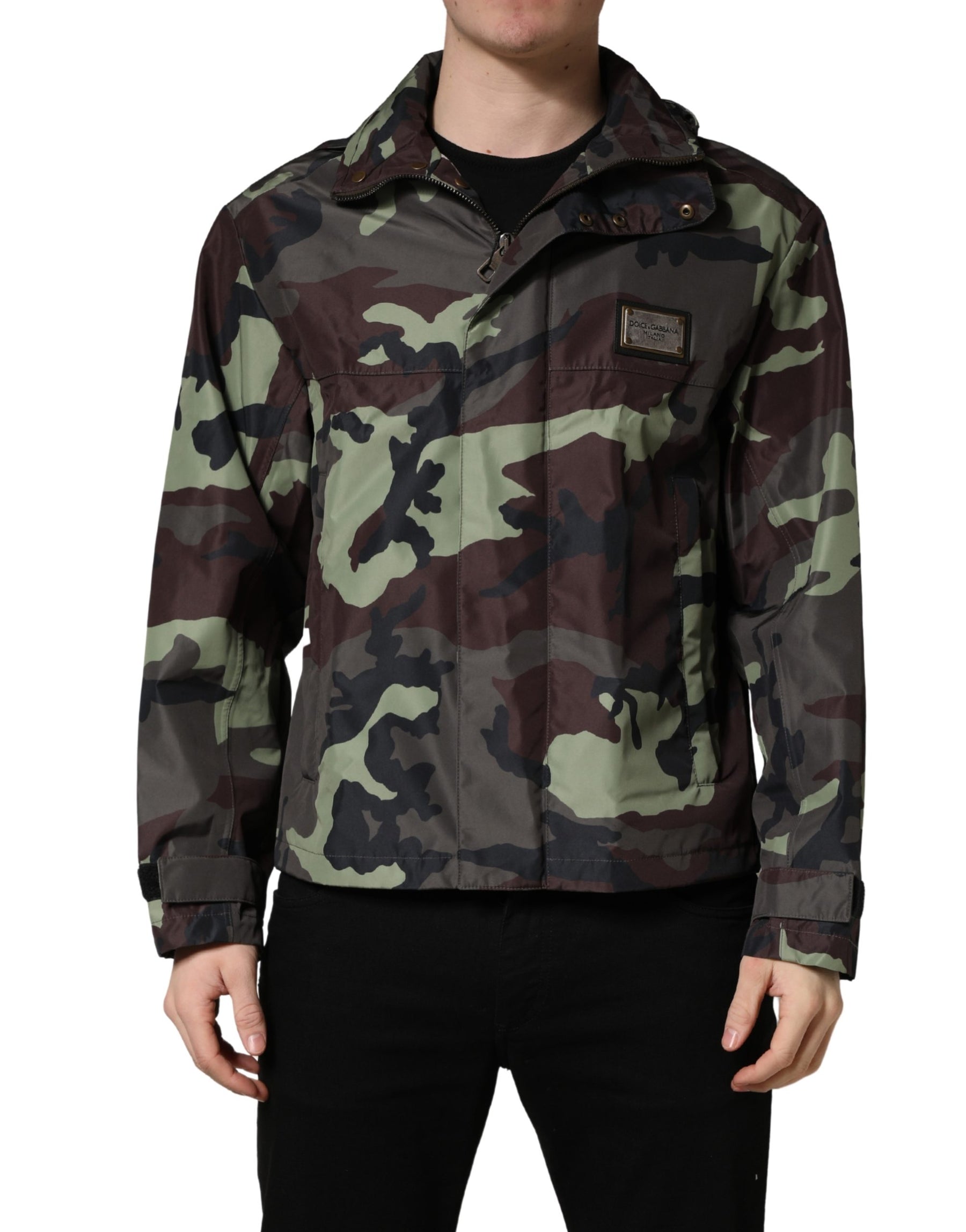 Dolce & Gabbana Multicolor Camouflage Hooded Bomber Jacket | Regal Royce