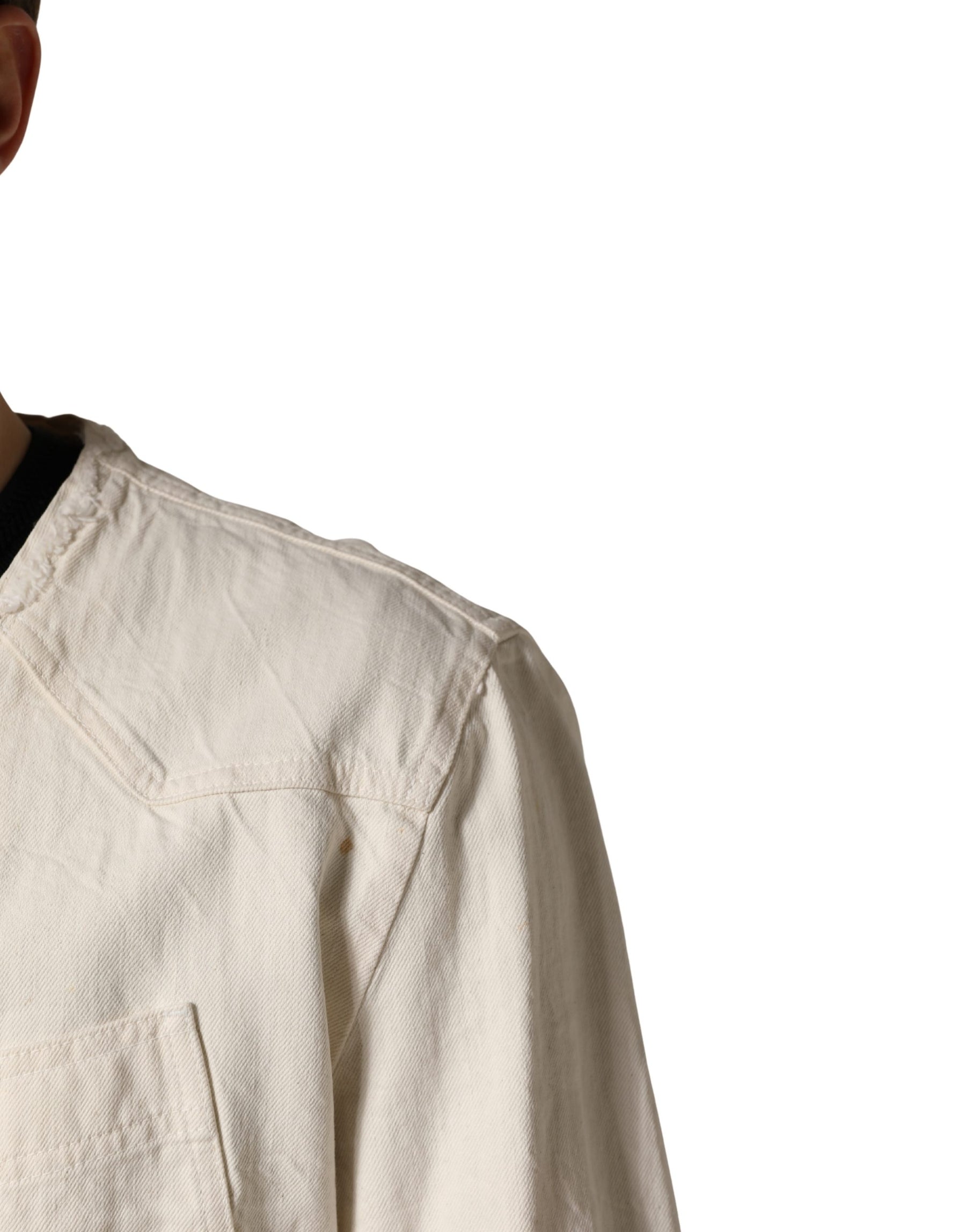Dolce & Gabbana Off White Cotton FullZip Denim Blouson Jacket | Regal Royce