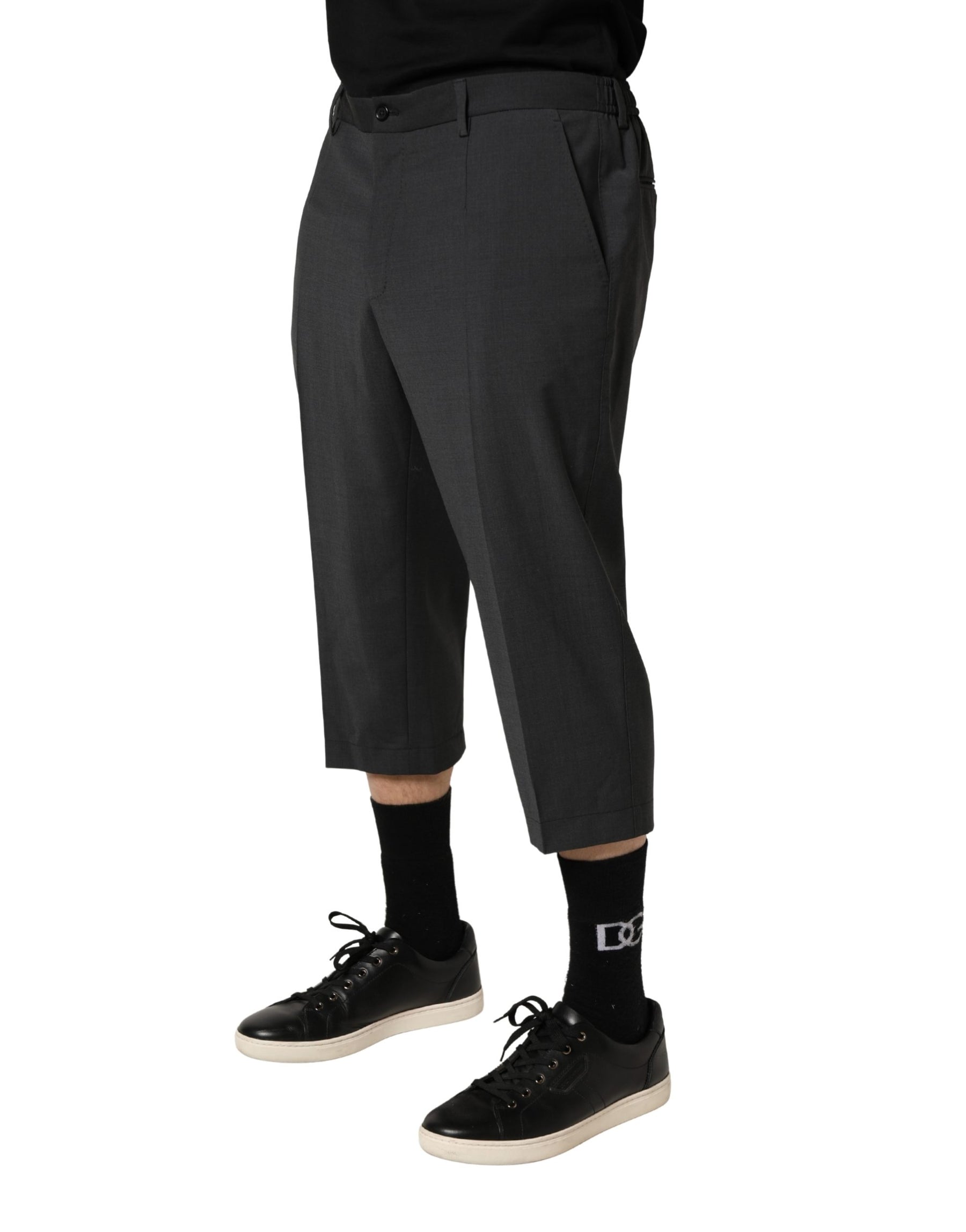 Dolce & Gabbana Dark Gray Wool Cropped Chino Trouser Pants | Regal Royce