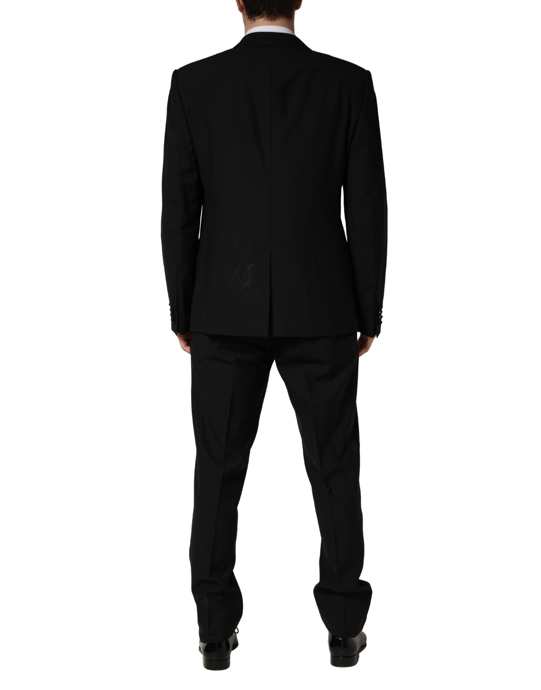 Dolce & Gabbana Black Wool Silk Saxophone Slim Fit 3Pc Suit | Regal Royce