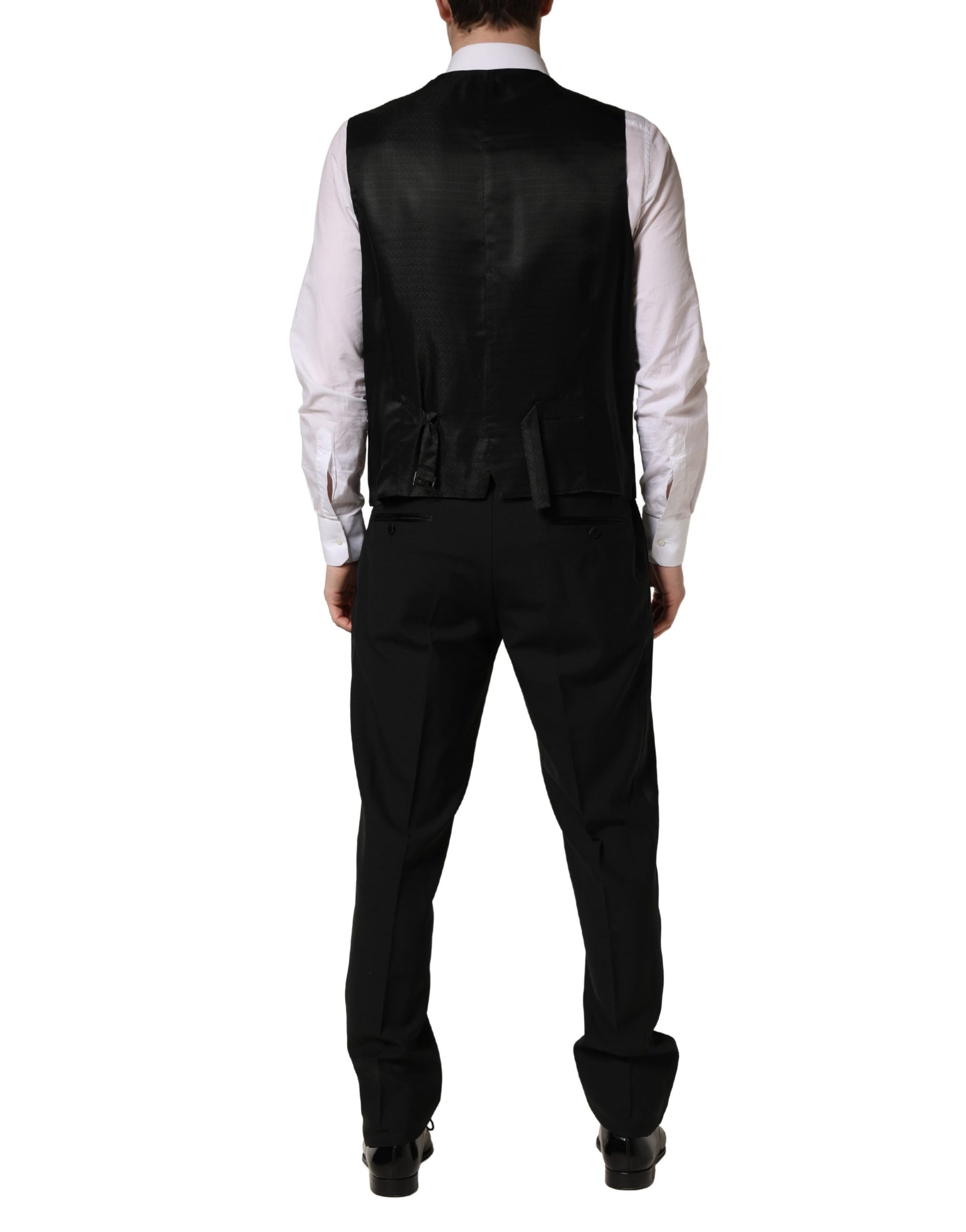 Dolce & Gabbana Black Wool Silk Saxophone Slim Fit 3Pc Suit | Regal Royce