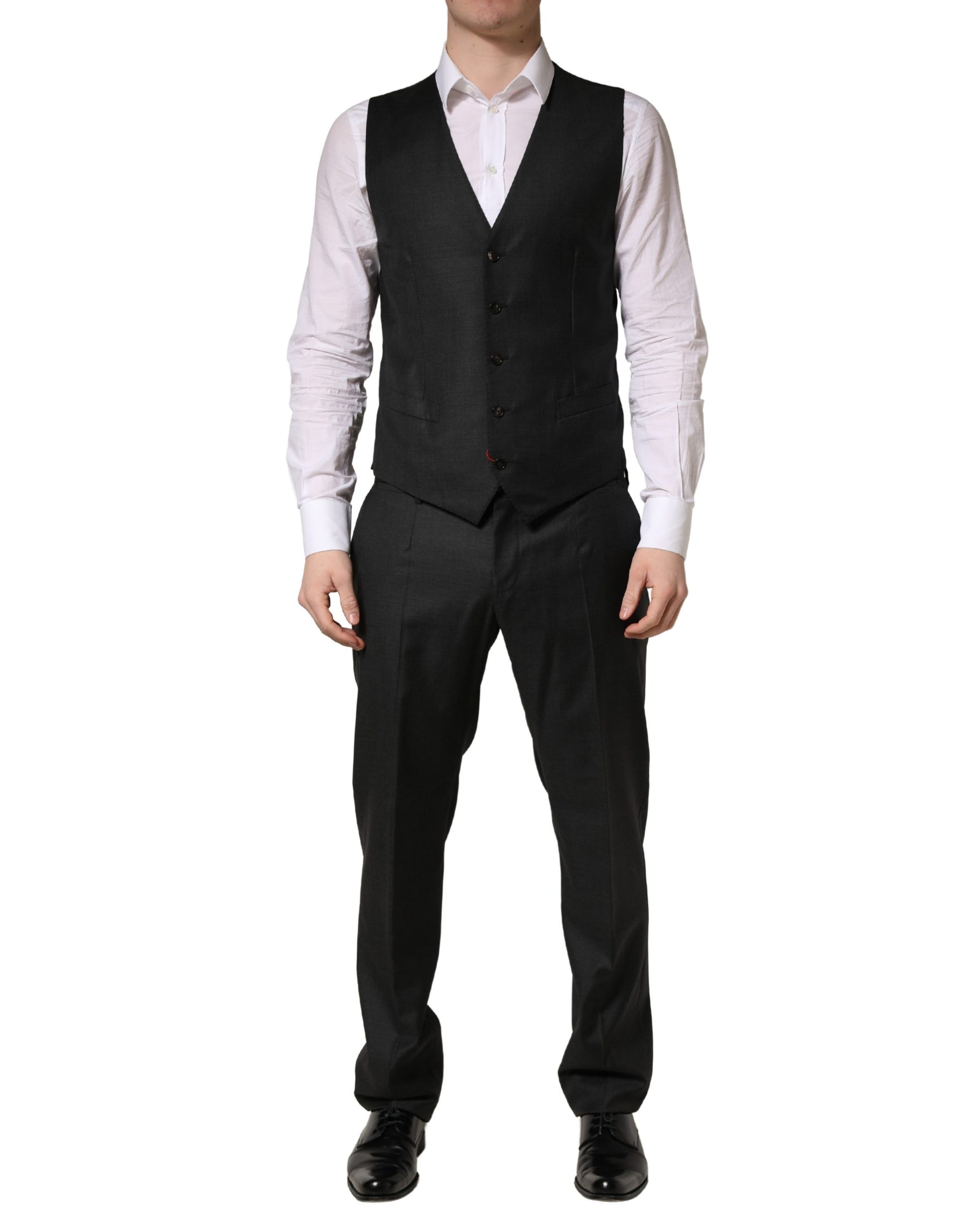 Dolce & Gabbana Black Wool Slim Fit Formal 3 Piece Men Suit | Regal Royce