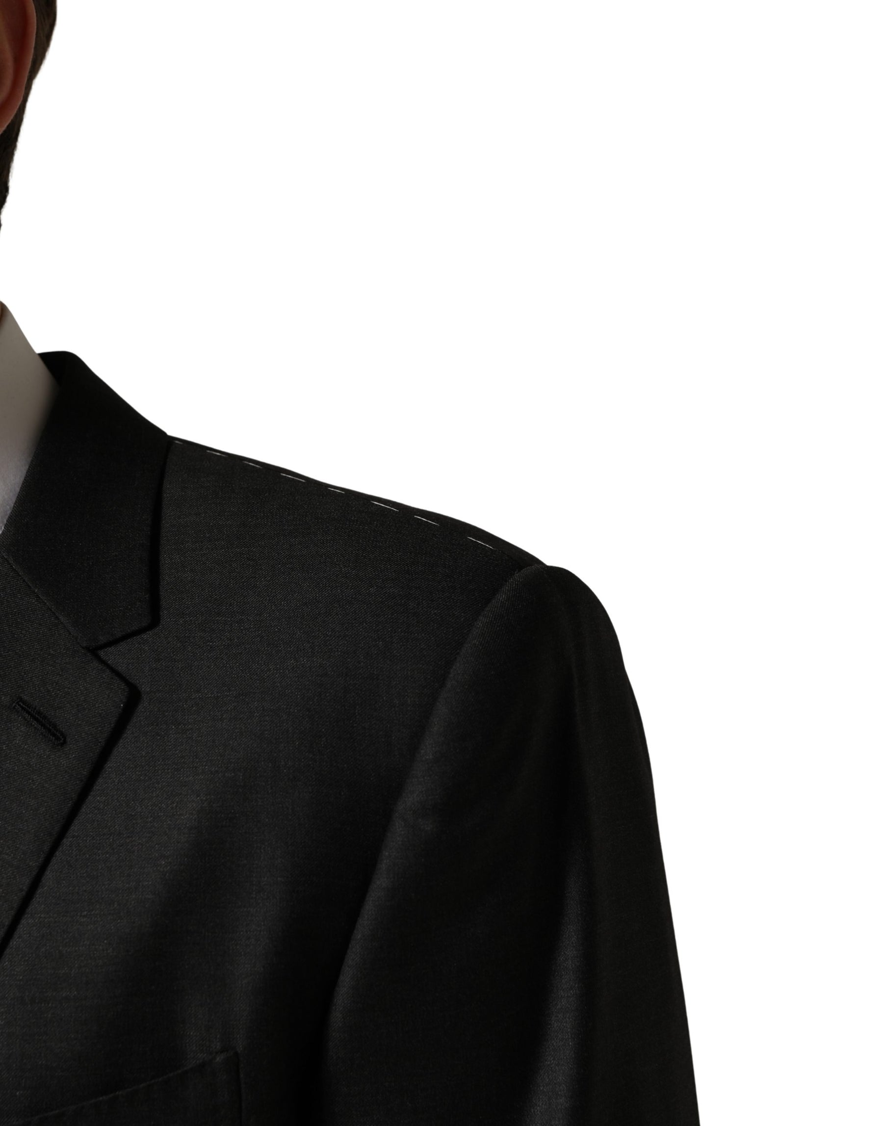 Dolce & Gabbana Black Wool 2 Buttons Formal 3 Piece Men Suit | Regal Royce